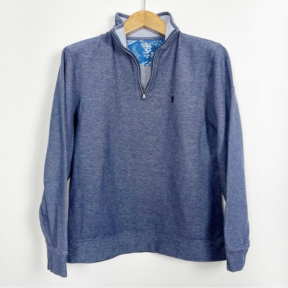 Izod Men’s Blue Cotton Quarter Zip Long Sleeve Sweatshirt Size Medium